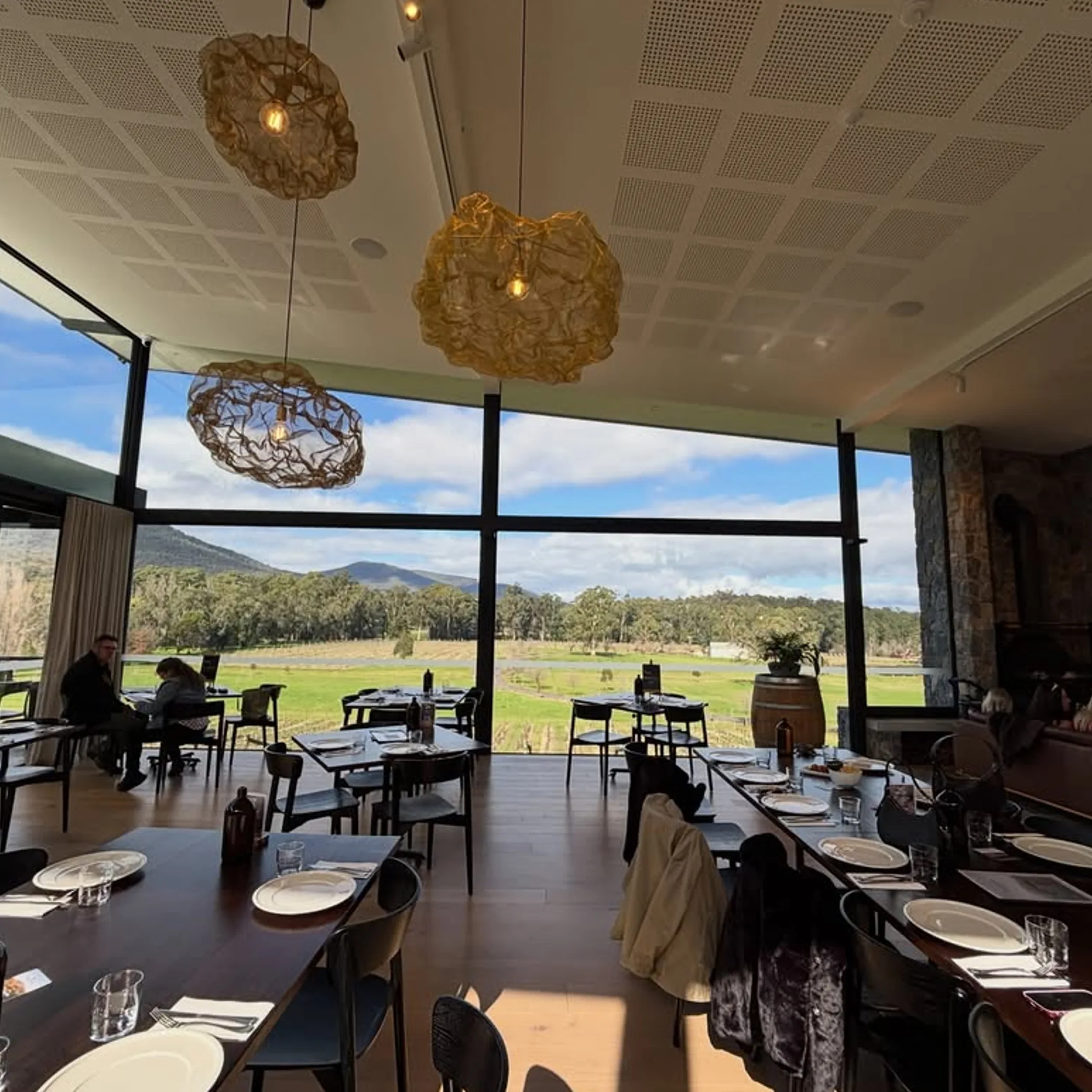 indoor dining overlooking vineyard winter romance
