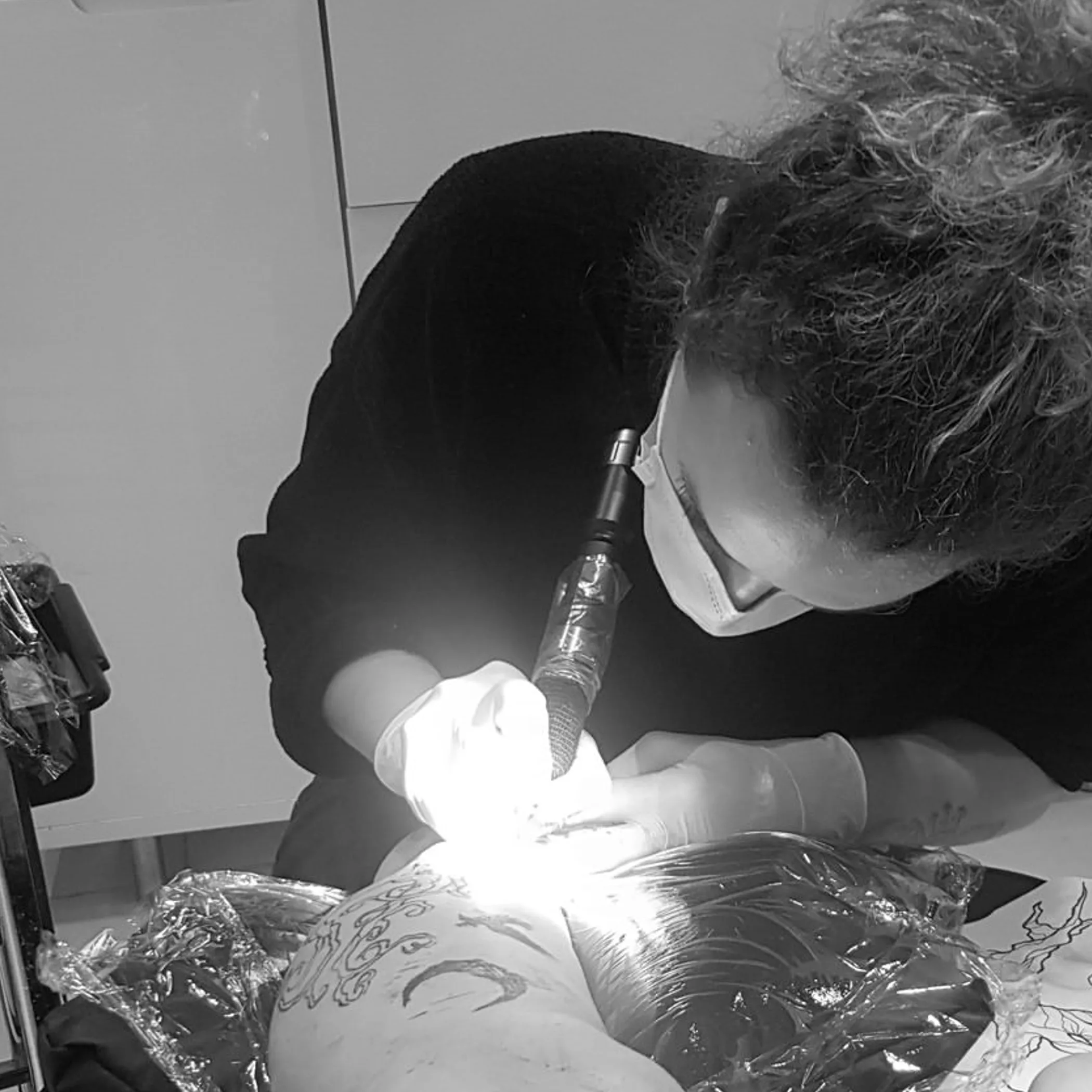 cosmetic tattooing process in progress