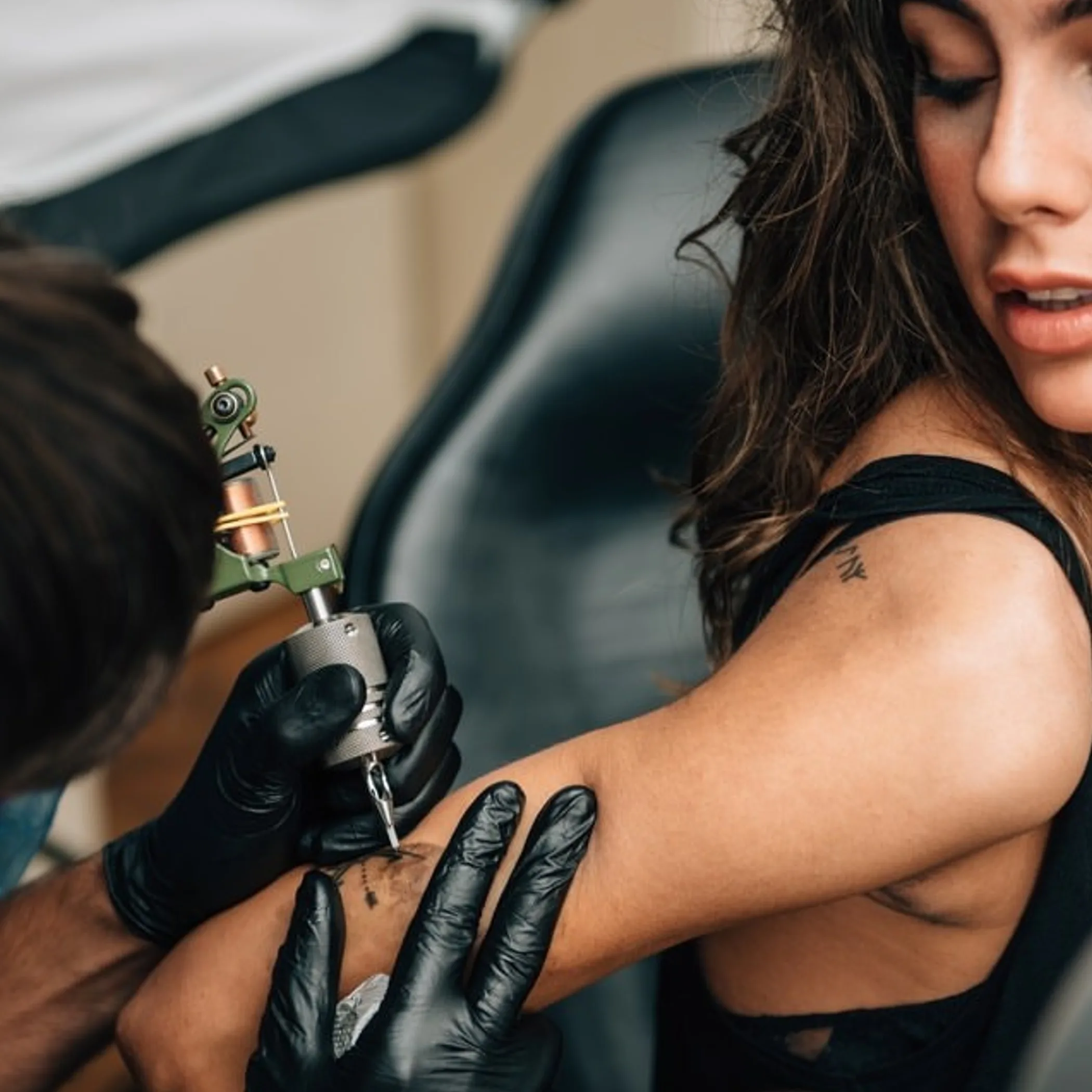 cosmetic tattooing procedure in progress