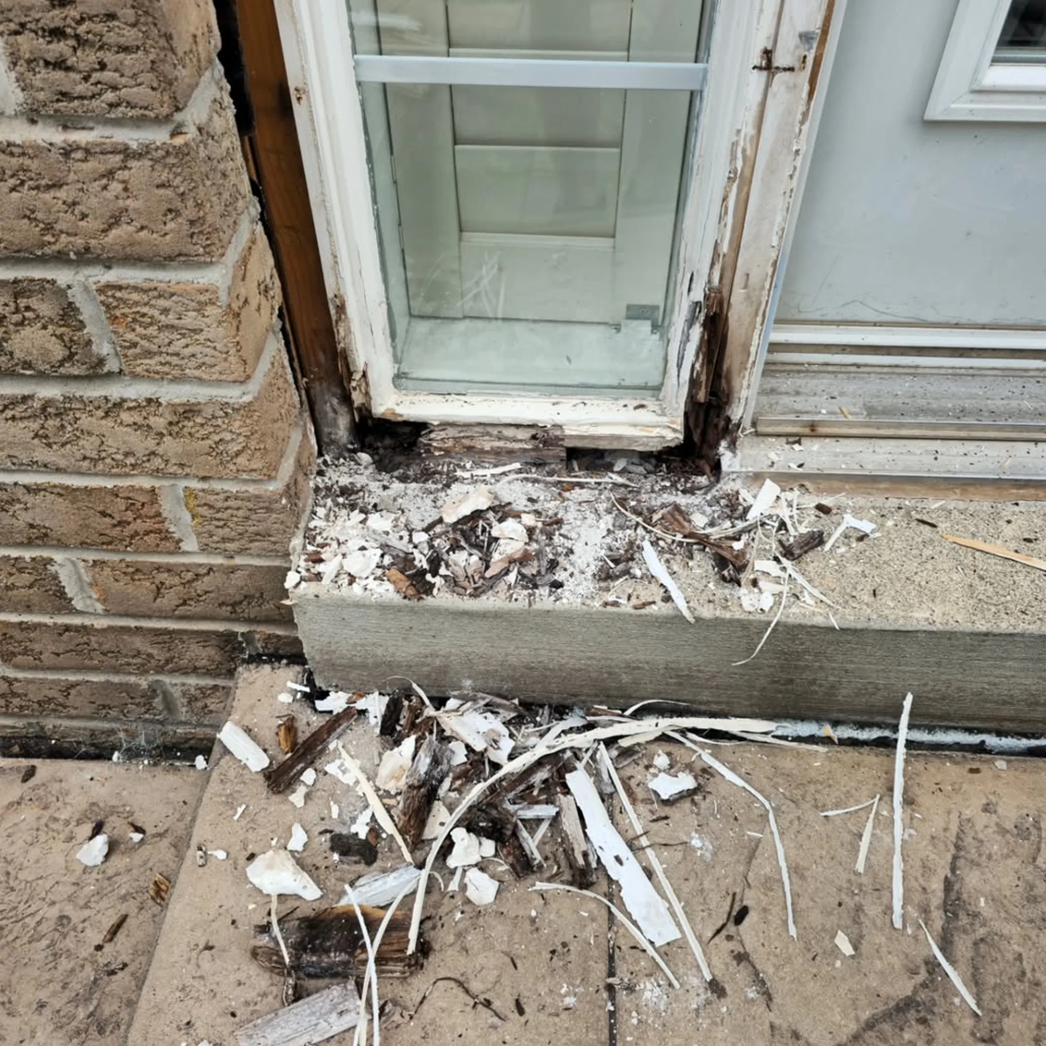 rotten brick mould and exterior door repair